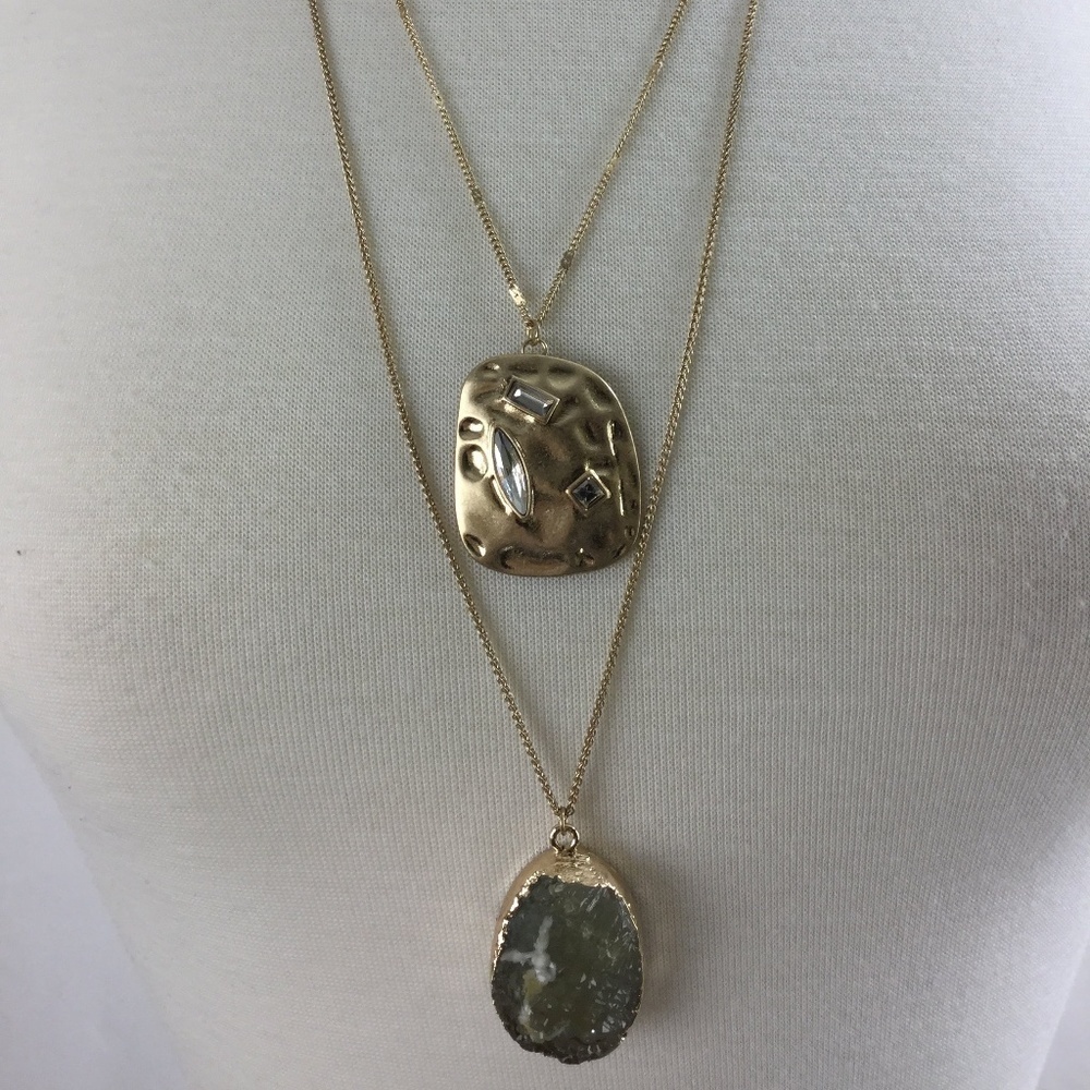 Lane Bryant Necklace Two Layer Pendant Gold Tone